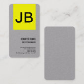 Graugelbe Monogramm Minimalistisch Modernes Schlic Visitenkarte (Vorne/Hinten)