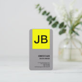Graugelbe Monogramm Minimalistisch Modernes Schlic Visitenkarte (Stehend Vorderseite)