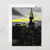 Graugelbe New York City Night Postcard Postkarte (Vorne/Hinten)