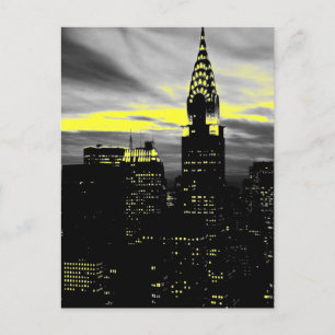 Graugelbe New York City Night Postcard Postkarte