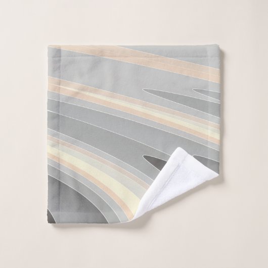 Graugelbe Rosa Wellen Badhandtuch Set (Waschlappen)