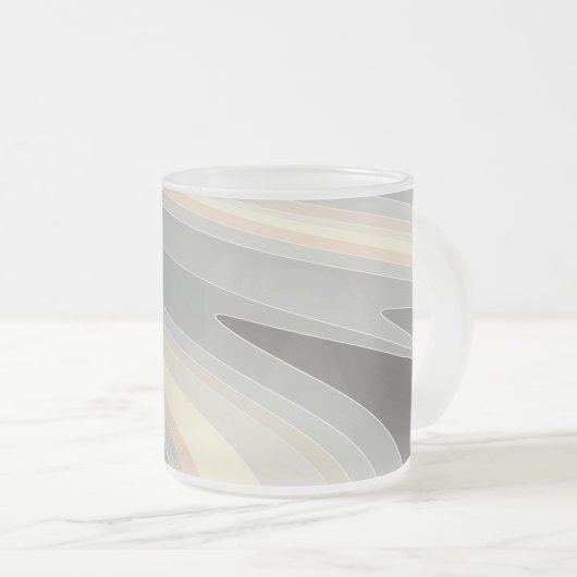 Graugelbe Rosa Wellen Mattglastasse (VorderseiteRechts)