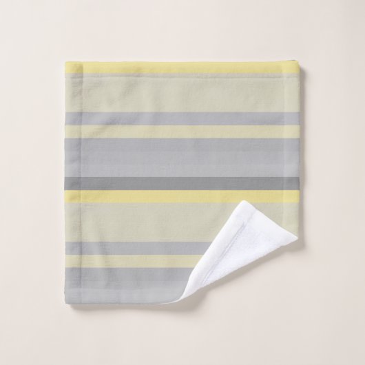 Graugelbe Streifen Badhandtuch Set (Waschlappen)