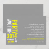 Graugelbe Typografische Feiertagsparty Einladung (Vorne/Hinten)