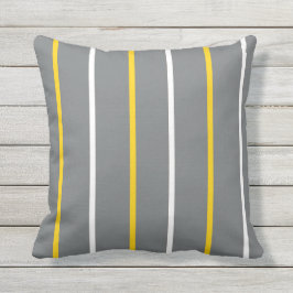 Graugelbe und weiße dünne vertikale Streifen Kissen