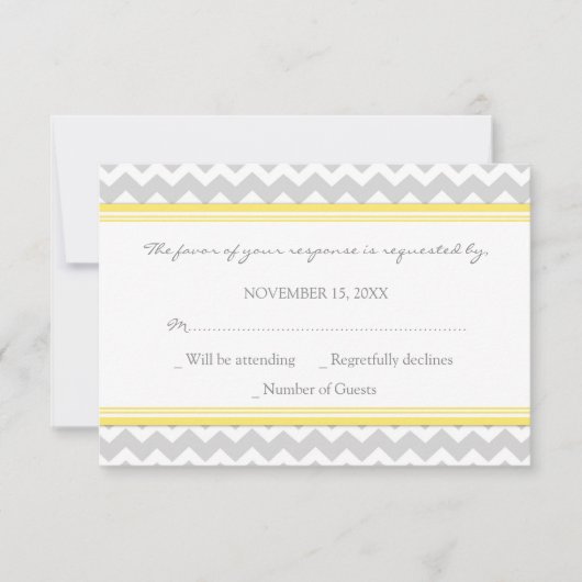 Graugelbe Zickzack UAWG Wedding Card RSVP Karte (Vorderseite)