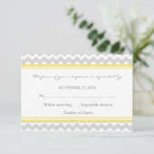 Graugelbe Zickzack UAWG Wedding Card RSVP Karte (Stehend Vorderseite)