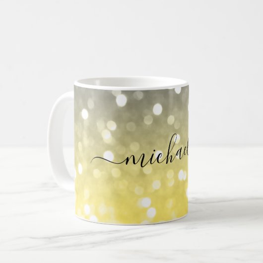 Graugelber funkelnd Individuelle Name Kaffeetasse (Vorderseite Links)