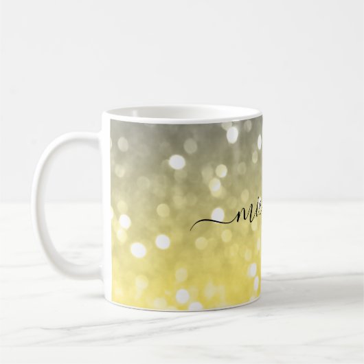 Graugelber funkelnd Individuelle Name Kaffeetasse (Links)