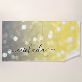 Graugelber funkelnd Individuelle Name Strandtuch