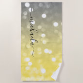 Graugelber funkelnd Individuelle Name Strandtuch (Vorderseite)