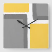 Graugelber Minimalistischer Farbblock Quadratische Wanduhr (Vorderseite)