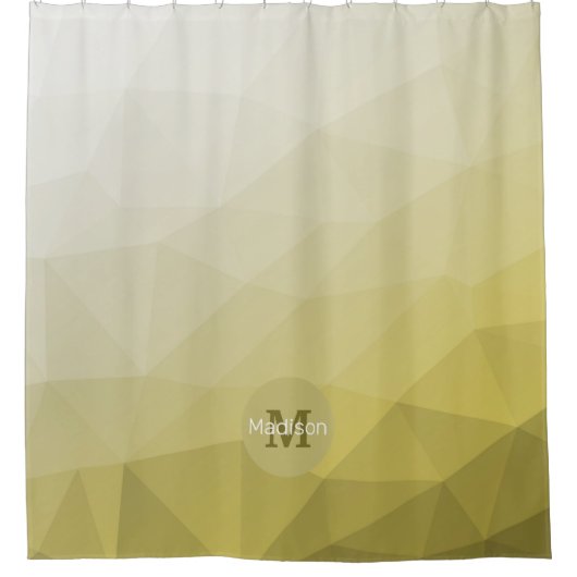 Graugelber Ober Mesh cooles Muster Monogramm Duschvorhang (Vorderseite)