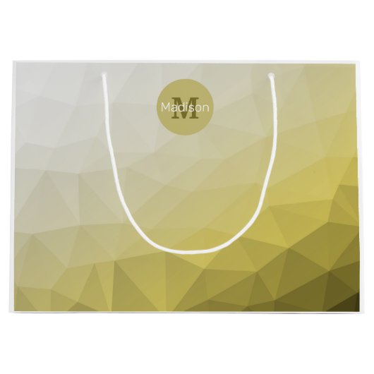 Graugelber Ober Mesh cooles Muster Monogramm Große Geschenktüte (Vorderseite)
