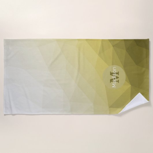 Graugelber Ober Mesh cooles Muster Monogramm Strandtuch (Vorderseite)