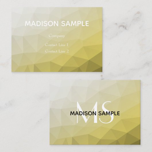 Graugelber Ober Mesh cooles Muster Monogramm Visitenkarte (Vorne/Hinten)