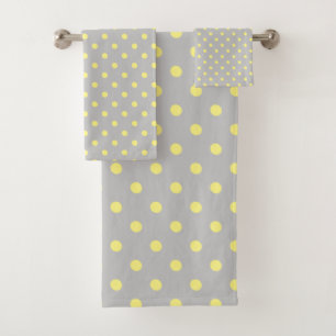 Graugelber Polka Dot Badhandtuch Set