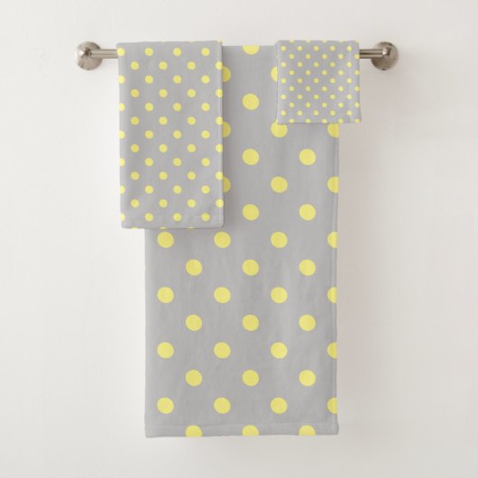 Graugelber Polka Dot Badhandtuch Set (Insitu)