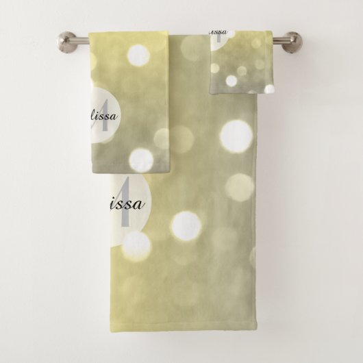 Graugelbes, funkelnd Bügel abstrakt Badhandtuch Set (Insitu)