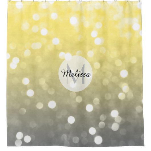 Graugelbes, funkelnd Bügel abstrakt Duschvorhang (Vorderseite)