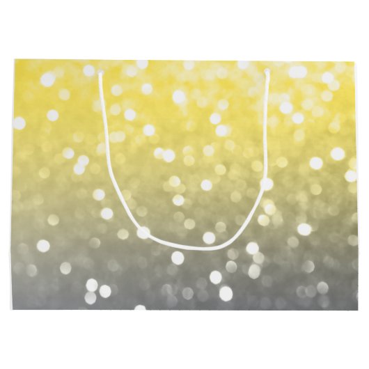 Graugelbes, funkelnd Bügel abstrakt Große Geschenktüte (Rückseite)