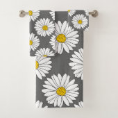 Graugelbes weißes Daisy-Muster Badhandtuch Set (Insitu)