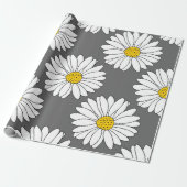 Graugelbes weißes Daisy-Muster Geschenkpapier (Ungerollt)