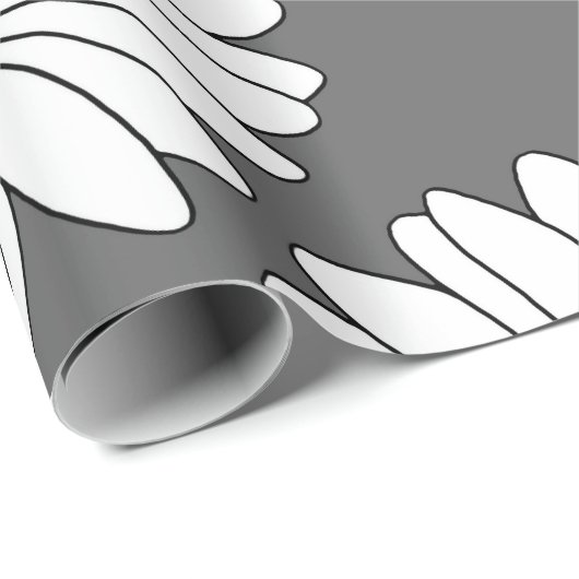 Graugelbes weißes Daisy-Muster Geschenkpapier (Rolleneckpunkt)