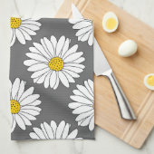 Graugelbes weißes Daisy-Muster Geschirrtuch (Viertel Falte)