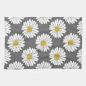 Graugelbes weißes Daisy-Muster Geschirrtuch (Horizontal)