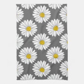 Graugelbes weißes Daisy-Muster Geschirrtuch (Vertikal)