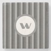 Graugestrichene Monogramm im Country-Stil Steinuntersetzer (Vorderseite)