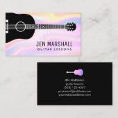 Graugitarre Silhouette auf Imitats iridescent Desi Visitenkarte (Vorne/Hinten)