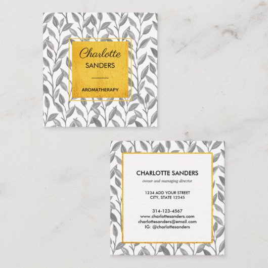 Graugold hübsche quadratische Visitenkarte (Vorne/Hinten)