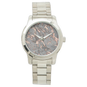 Graugold-Rose Marmor, modernes Design Armbanduhr