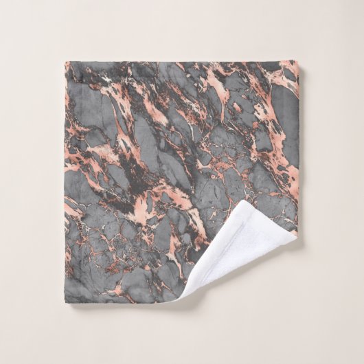 Graugold-Rose Marmor, modernes Design Badhandtuch Set (Waschlappen)