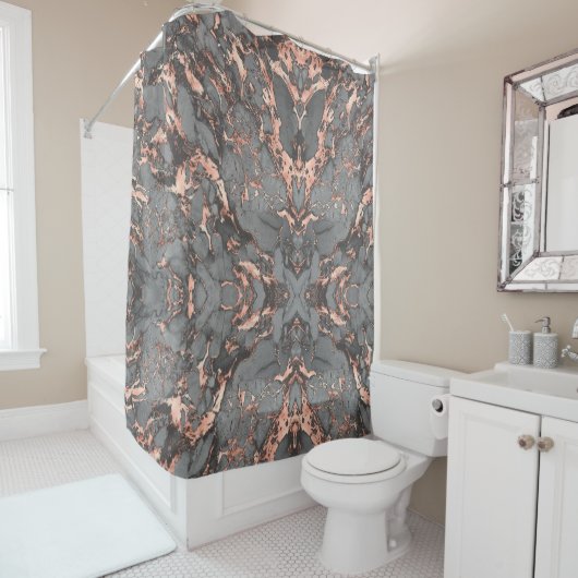 Graugold-Rose Marmor, modernes Design Duschvorhang (Beispiel)