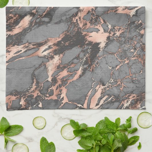 Graugold-Rose Marmor, modernes Design Geschirrtuch (Gefaltet)