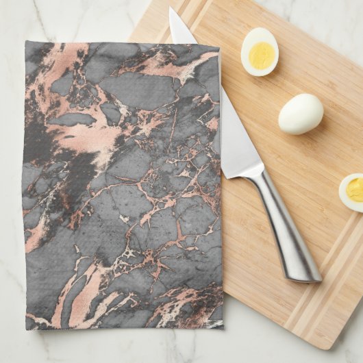 Graugold-Rose Marmor, modernes Design Geschirrtuch (Viertel Falte)