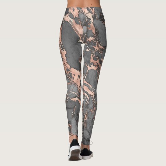 Graugold-Rose Marmor, modernes Design Leggings (Rückseite)