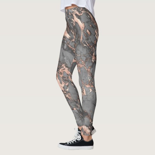 Graugold-Rose Marmor, modernes Design Leggings (Links)