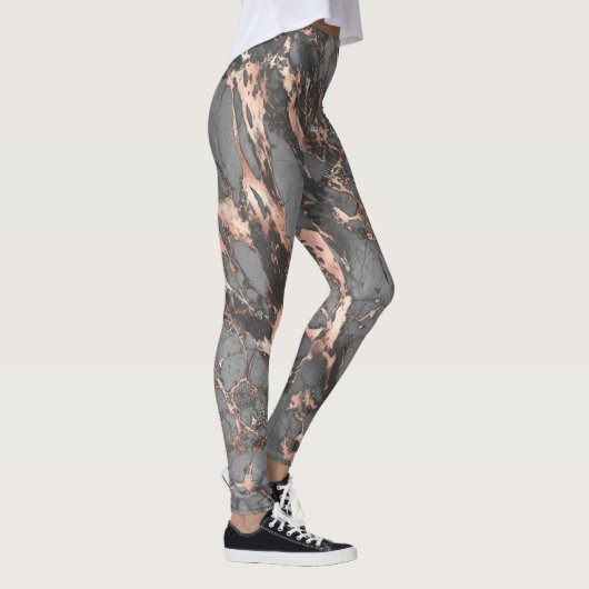 Graugold-Rose Marmor, modernes Design Leggings (Rechts)
