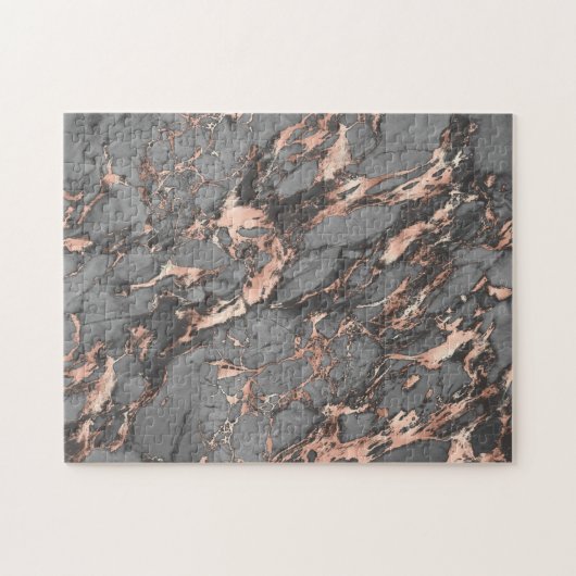 Graugold-Rose Marmor, modernes Design Puzzle (Horizontal)
