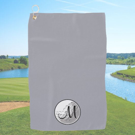 Graugolfball mit Monogramm Erstgeburten Golfhandtuch