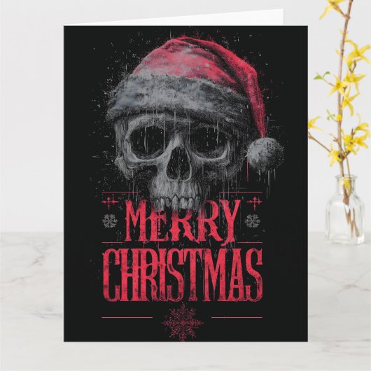 Graugothischer Schädel mit einer beängstigenden We Karte (Gelbe Blume)