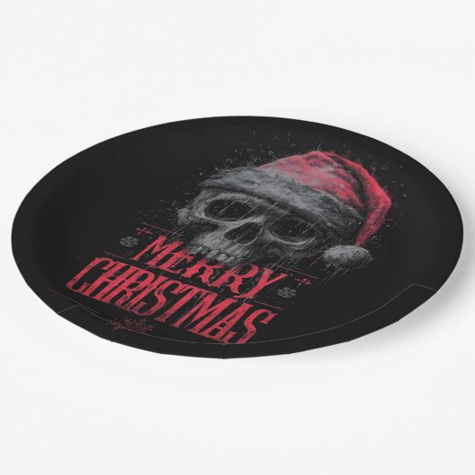 Graugothischer Schädel mit einer beängstigenden We Pappteller (Schrägansicht)