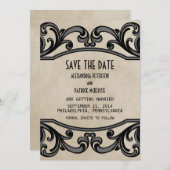 Graugotische Wirbel Save the Date einladen Einladung (Vorne/Hinten)