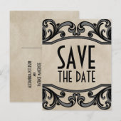 Graugotische Wirbel Save the Date Postkarte (Vorne/Hinten)