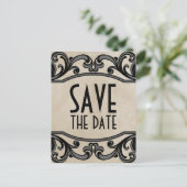 Graugotische Wirbel Save the Date Postkarte (Stehend Vorderseite)