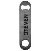Graugrau mit Ihrem Namen Modernes Design Speedflaschenöffner (Rückseite)